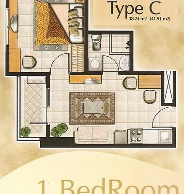 1 Br Type L Floor Plan Layout Thamrin Residence 1 Br Type L Floor Plan Layout Thamrin Residence